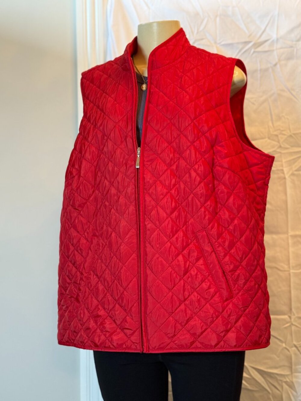 Karen Scott Sport Red Zip Front Vest w/Pockets Women's 1X